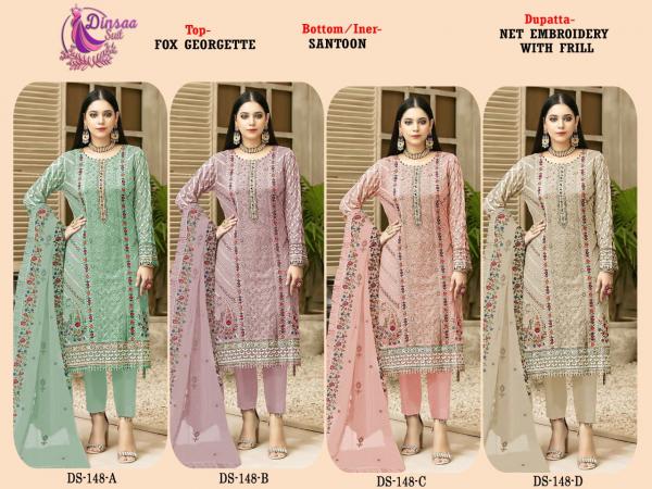 Dinsaa 148 Georgette Embroidery Wear Pakistani Salwar Kameez